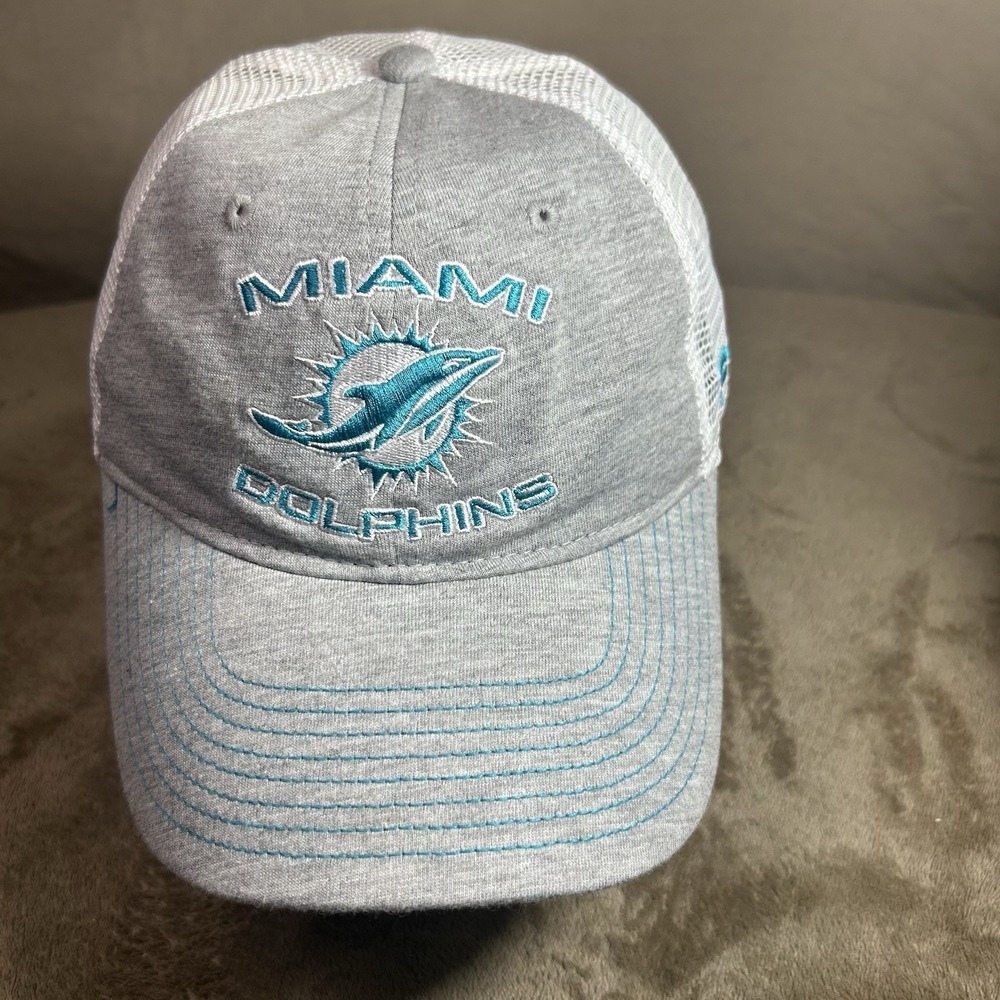 Miami Dolphins Fanatics NFL Hat Snapback Cap Gray White Mesh Adjustable
